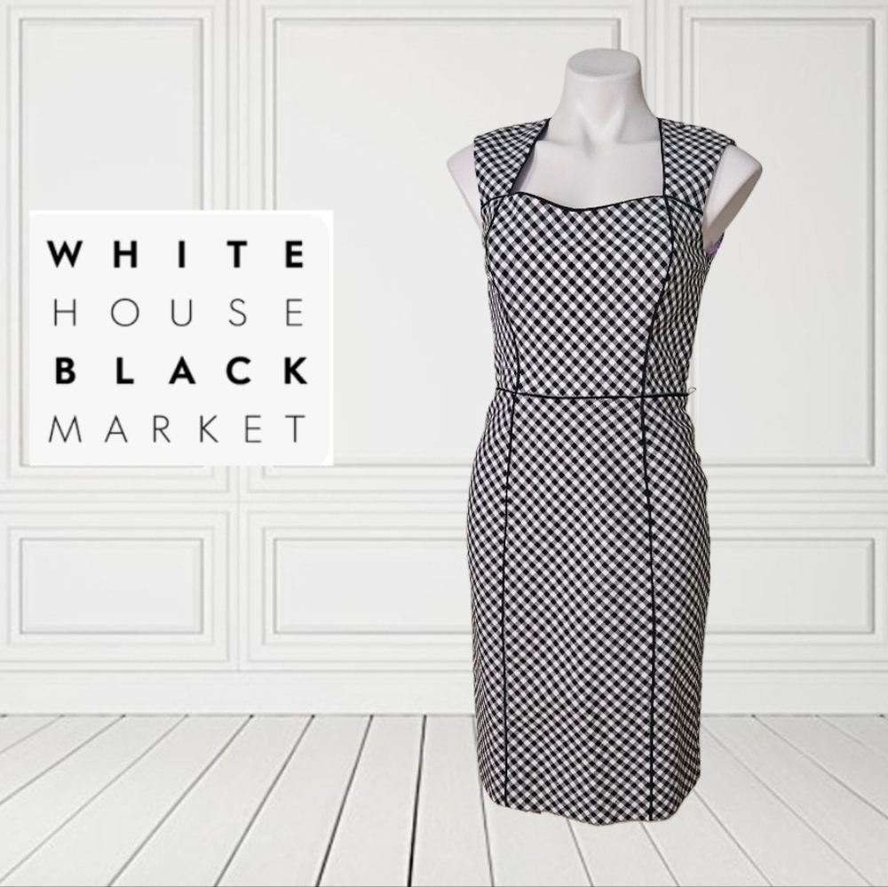 White House Black Market Gingham Sheath Dress( No Belt)